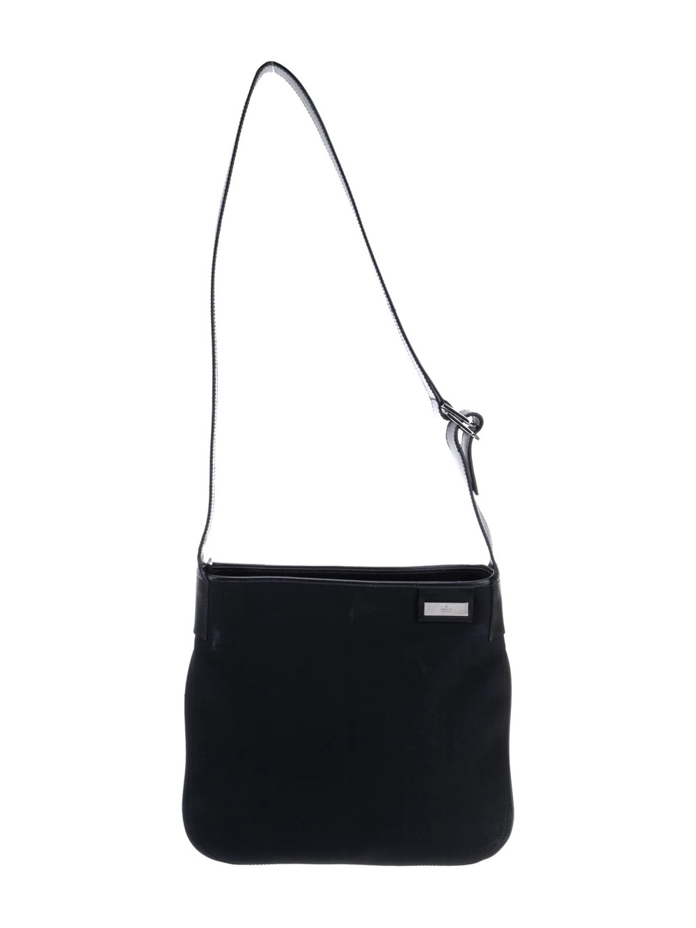 Gucci Black Crossbody Bag with Silver Logo Plate excellent condition